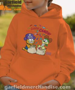 halloween garfield eat candy it’s lifestyle youth boy orange hoodie