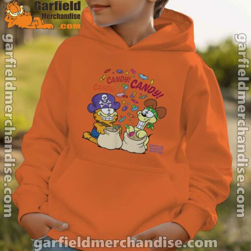 halloween garfield eat candy it’s lifestyle youth boy orange hoodie