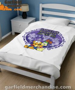 white garfield blanket halloween adventure hugging