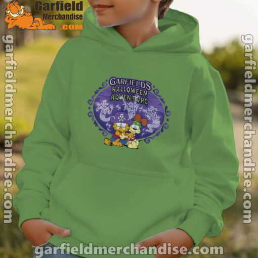 garfield halloween adventure hugging green hoodie for boys