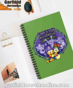 garfield halloween adventure hugging green notebook