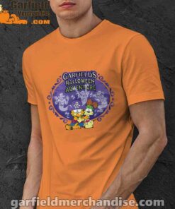 garfield halloween adventure hugging orange men shirt