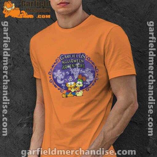 garfield halloween adventure hugging orange men shirt