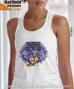 garfield halloween adventure hugging white women tank top