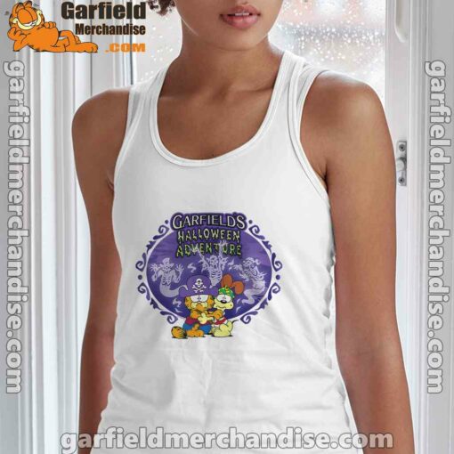 garfield halloween adventure hugging white women tank top