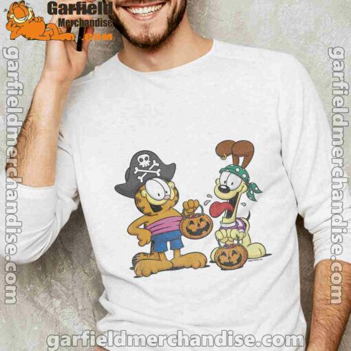 garfield halloween odie pirates long sleeve white for men