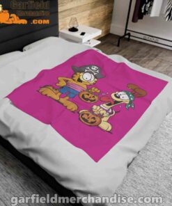 garfield halloween odie pirates pink blanket