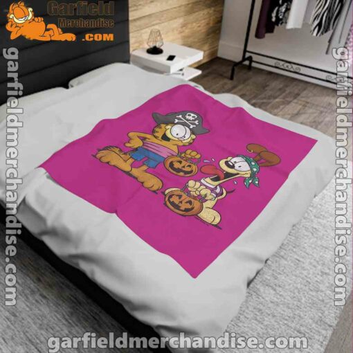 garfield halloween odie pirates pink blanket