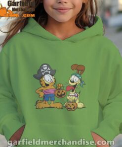 garfield halloween odie pirates youth girl green hoodie