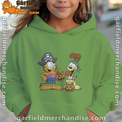 garfield halloween odie pirates youth girl green hoodie