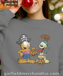 garfield halloween odie pirates youth girl with brown sweatshirt