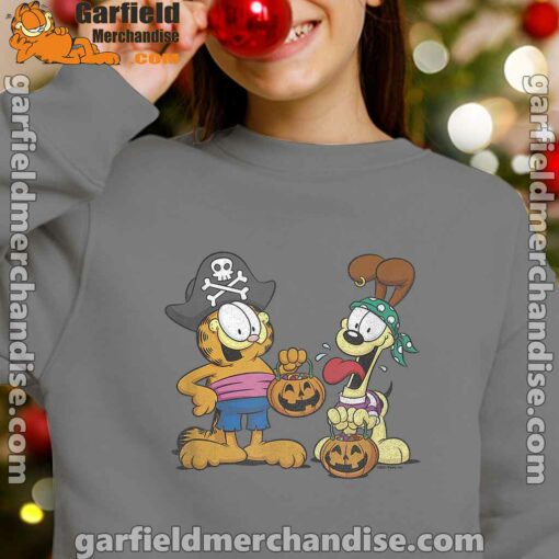 garfield halloween odie pirates youth girl with brown sweatshirt