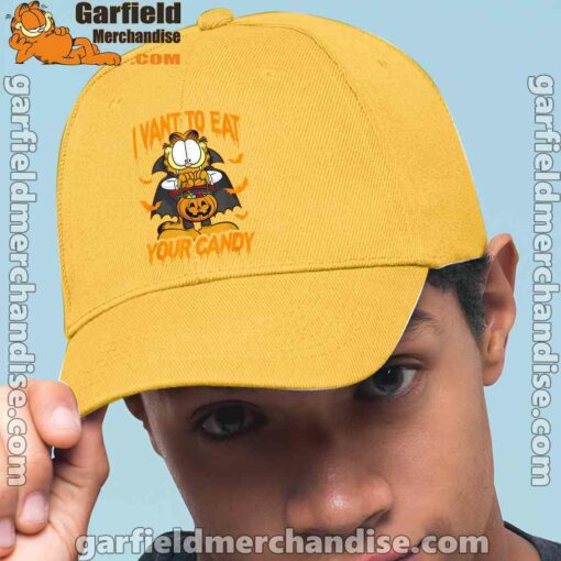 garfield halloween want to eat your candy men yellow hat