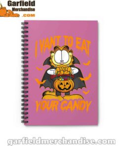 garfield halloween want to eat your candy pink notebook