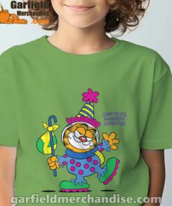 garfield just have knack for comedy halloween tee green for youth boy