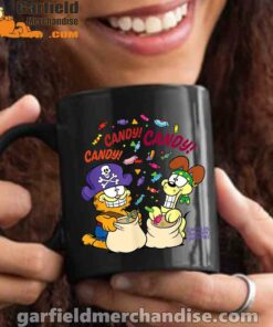 halloween garfield eat candy it’s lifestyle black mug