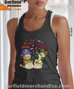 halloween garfield eat candy it’s lifestyle black tank top for women