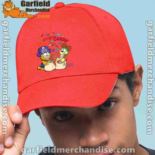 halloween garfield eat candy it’s lifestyle red hat