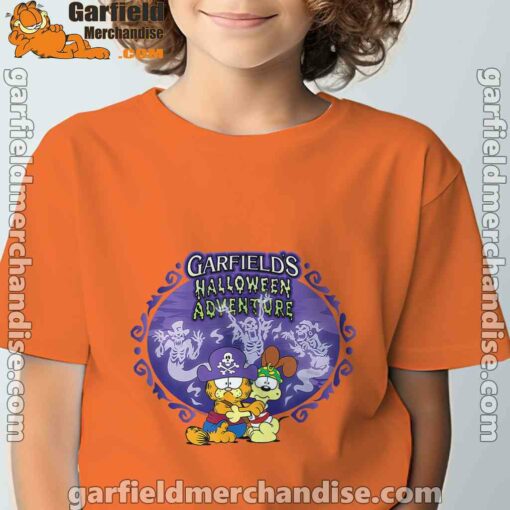 garfield halloween adventure hugging orange tee kids boy