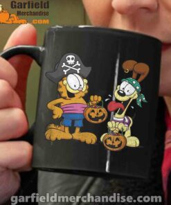 garfield halloween odie pirates black coffee mug