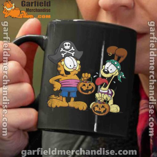 garfield halloween odie pirates black coffee mug