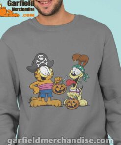 garfield halloween odie pirates men brown sweatshirts