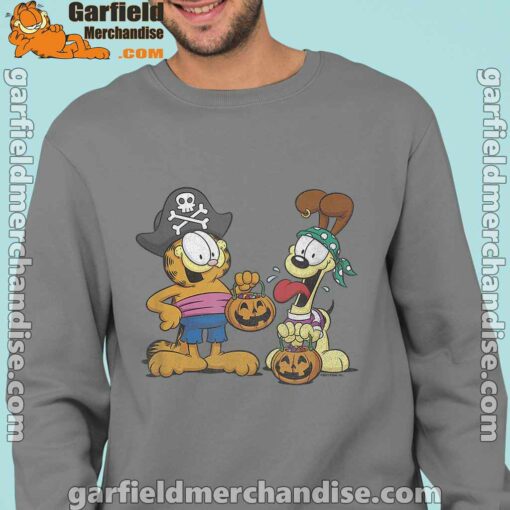 garfield halloween odie pirates men brown sweatshirts