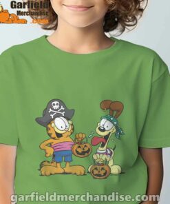 garfield halloween odie pirates tee green for youth boy