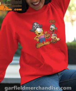 garfield halloween odie pirates women red hoodie