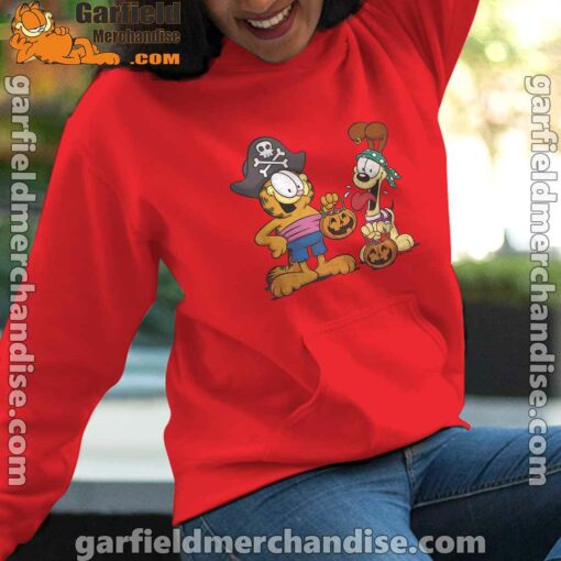 garfield halloween odie pirates women red hoodie