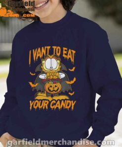 garfield halloween want to eat your candy navy sweatshirt for kid boy