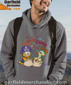 halloween garfield eat candy it’s lifestyle brown men hoodie