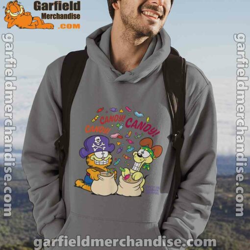 halloween garfield eat candy it’s lifestyle brown men hoodie