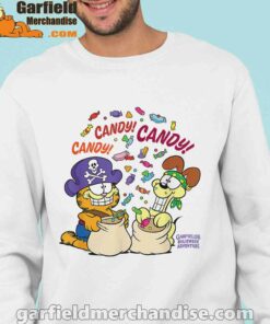 halloween garfield eat candy it’s lifestyle men with white sweatshirt