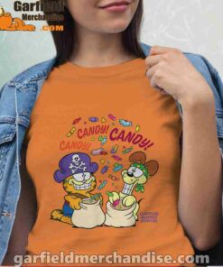 halloween garfield eat candy it’s lifestyle women orange t shirt