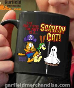 garfield scaredy cat halloween black coffee mug