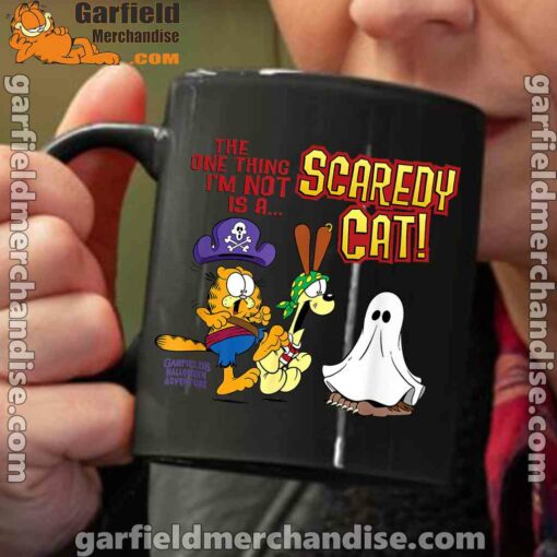 garfield scaredy cat halloween black coffee mug