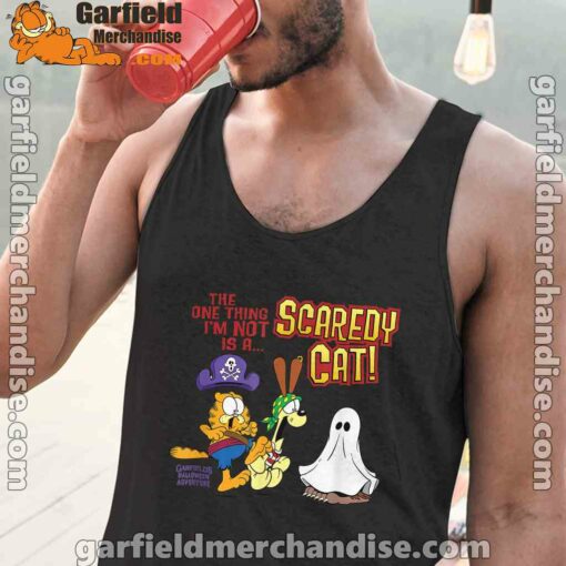 garfield scaredy cat halloween black men tank tops