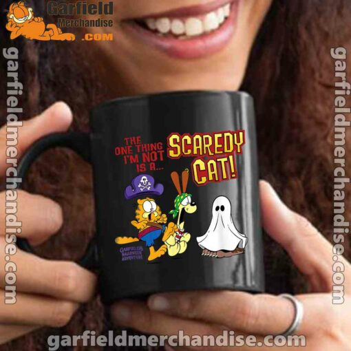 garfield scaredy cat halloween black mug