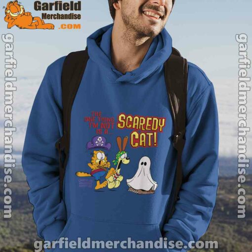 garfield scaredy cat halloween blue men hoodie