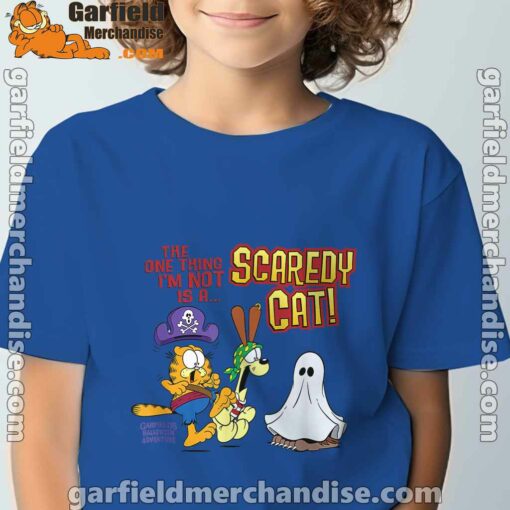 garfield scaredy cat halloween blue t shirt for youth boy