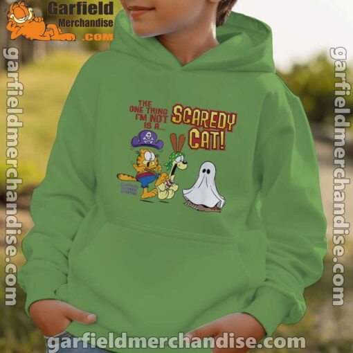 garfield scaredy cat halloween green hoodie for boys