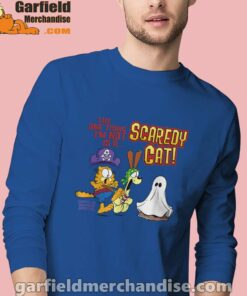 garfield scaredy cat halloween men blue long sleeve