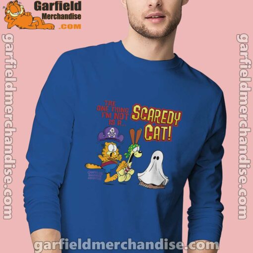 garfield scaredy cat halloween men blue long sleeve