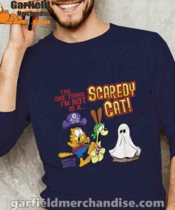 garfield scaredy cat halloween navy long sleeve men