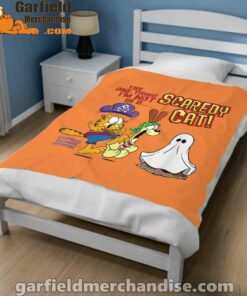 garfield scaredy cat halloween orange blanket