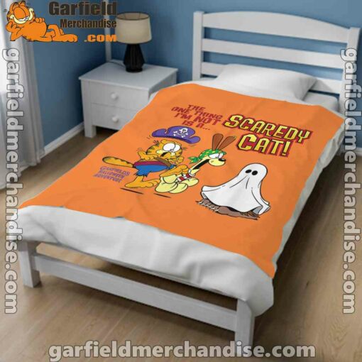 garfield scaredy cat halloween orange blanket