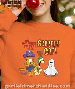 garfield scaredy cat halloween orange sweatshirts for kid girl