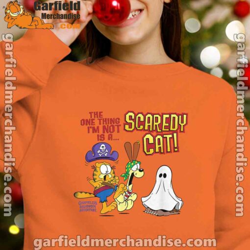 garfield scaredy cat halloween orange sweatshirts for kid girl