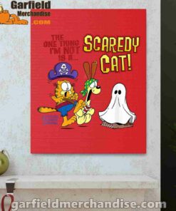 garfield scaredy cat halloween red canvas